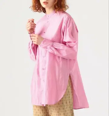 MACPHEE 맥피 코튼 몰스킨 밴드 카라 튜닉 셔츠