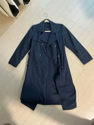 탑밸류 네이비 더블 브레스트 롱 코트