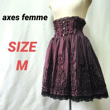 엑시즈팜 스트라이프 스커트 꽃무늬 프릴 플레어 고딕 클래시컬