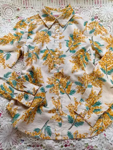 캐스키드슨 미모사 패턴 코튼 린넨 셔츠