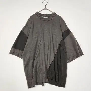 넘버나인 니트 T셔츠 절개 리메이크 오버 사이즈 그레이