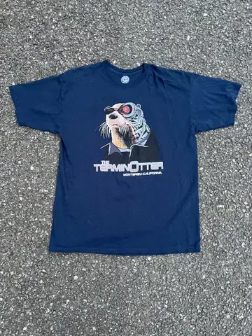 [레어] 터미네이터 패러디 랏코 T셔츠 XL 네이비 몬터레이 구제 의류