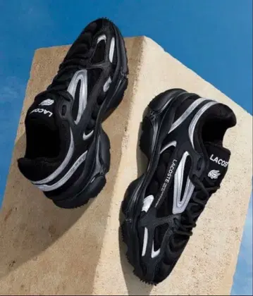 새상품급 라코스테 블랙 실버 스니커즈 남성용 하이테크 명품 블랙