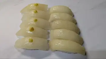 식품 샘플 오징어 요리 생강 토핑 진짜 오징어