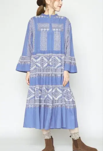 차이하네 보헤미안 자수 티어드 원피스