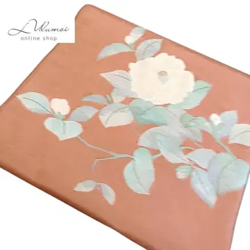 LULU4 후쿠로 오비 꽃 북 패턴 고급 브라운 오렌지