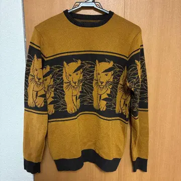 소프트 머신 고양이 패턴 니트 스웨터 M