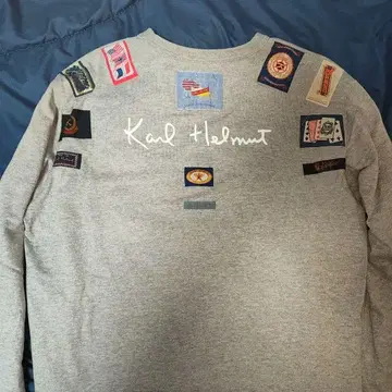 칼 헬무트 패치워크 긴팔 티셔츠