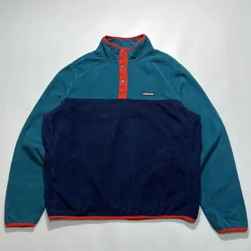 랜즈엔드 스냅T 플리스 풀오버 L 네이비 청록색 원포인트 7901