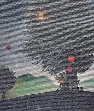 후쿠로 오비 메르헨 여아 풍선 자전거 순수 실크 개성적