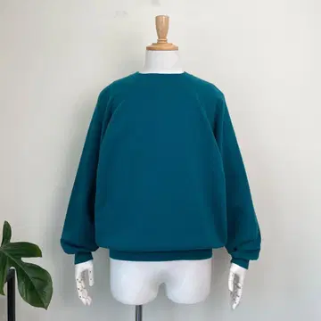 80s USA제 Hanes 블랭크 맨투맨 청록색 무지 빈티지 구제 의류