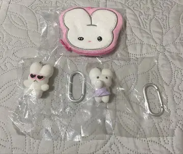 beco+81 엉덩이 귀 토끼 피규어 마스코트, 페이스 파우치 3세트