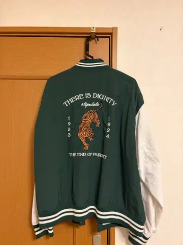 BACK NUMBER 바시티 자켓 X-LARGE 그린/화이트