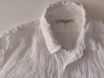 주름 가공 저널 스탠다드 린넨 화이트 버튼 다운 셔츠 M