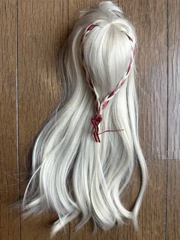 인형용 가발 화이트 롱 헤어 땋기 pullip Blythe