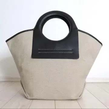 고품질 HEREU 헬류 CALA 캔버스 x 가죽 핸드 토트 백