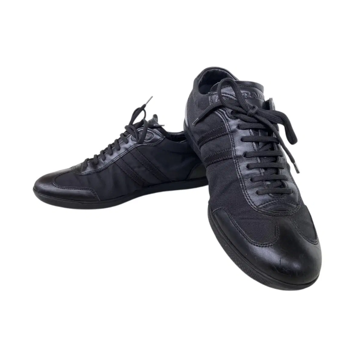 Prada 00s Side Logo Leather Sneakers A1338 #프라다,#250mm,#BLACK 