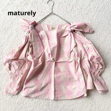 빔즈 보이 실크 혼방 마츄어리 깅엄 체크 블라우스 리본 새상품급