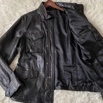 [ 고품질 ] 백넘버 라이더 자켓 4 포켓 램 가죽 블랙 L