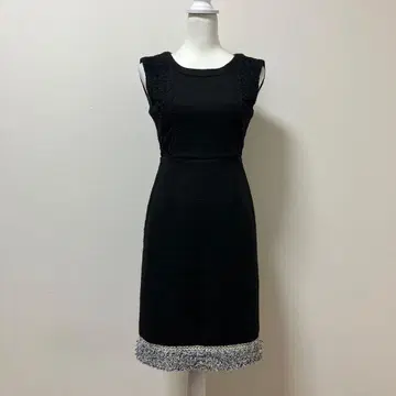 에밀리아 위즈 봄 고급 블랙 트위드 원피스 성인 슬리브리스