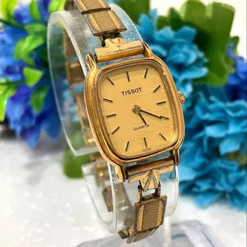 [레어] TISSOT 티쏘 스퀘어 골드 손목시계 쿼츠 여성용