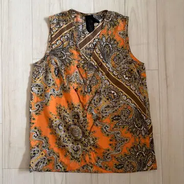 Bernhard Willhelm 오렌지 페이즐리 무늬 슬리브리스 상의