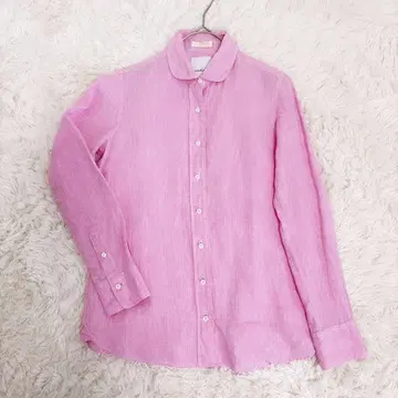 린넨 100% 핑크 긴팔 셔츠 HERD mans 사이즈 M amherst