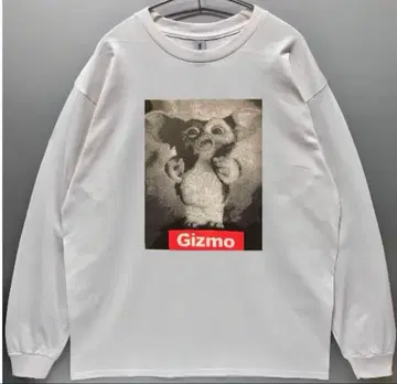 남녀 공용 영화 [그렘린] 기즈모 긴팔 티셔츠/화이트