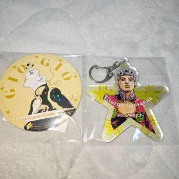 죠죠 월드 홀로그램 캔뱃지 아크릴 키링 죠르노 2점