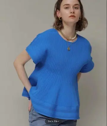 카듀네 플레어 니트 블루 2way V넥 크루넥 봄/가을 S