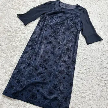 [ c7435 ] 원피스 네이비 레이스 꽃무늬 올 패턴