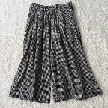 Sunny clouds 깅엄 체크 가우초 팬츠 L 블랙 A1263