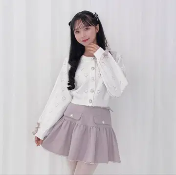 허니시나몬 하트 시스루 니트 가디건