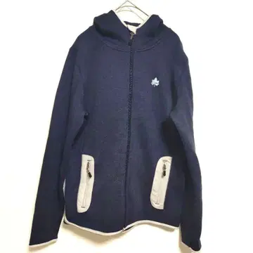 로고스 후드티 풀 집업 후드티 네이비 후드 부착