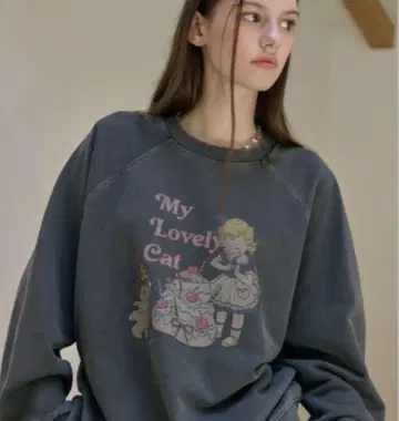 마이러브 레그랑 피그먼트 맨투맨 스모크 블랙 한국