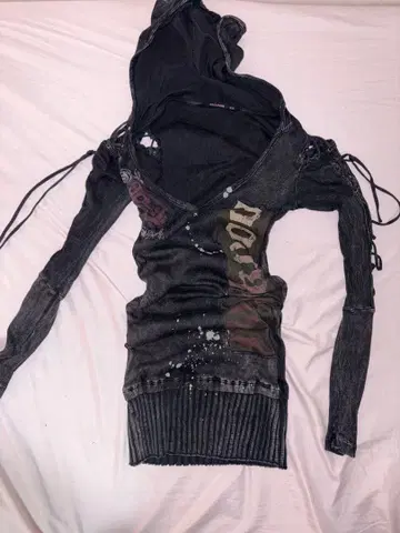 SALVAGE 블랙 후드 부착 후드티 XS