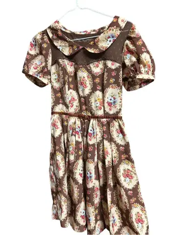 플라워 프린트 반팔 미니 원피스 LIZLISA 새상품급