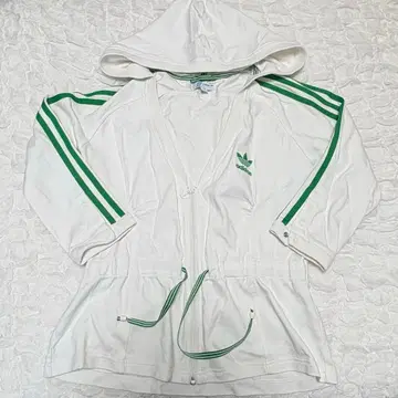 adidas 후드 부착 집업 후드티 화이트/그린