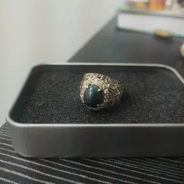 이란 터키석 천연 실버 반지 파란색 돌