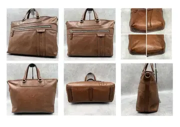 BALLY 비즈니스 브리프 케이스 대용량 로고 택 가죽 브라운