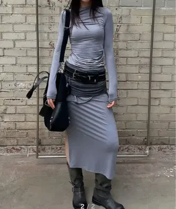 FLAREUP 레이어드 타이트 롱 스커트