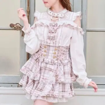 LIZLISA 3개 리본 프론트 초커 블라우스 화이트 핑크