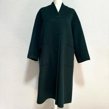 시빌라 롱 코트 노카라 다크 그린 M 돌먼 울