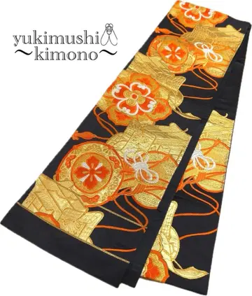 QQ2-137 후쿠로 오비 육통 골드 블랙 오렌지 428cm 특가 상품