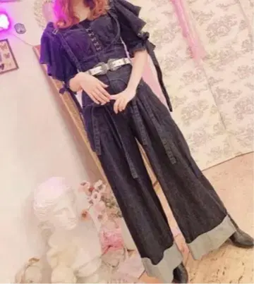 rurumu: 코르셋 와이드 팬츠 S 블랙