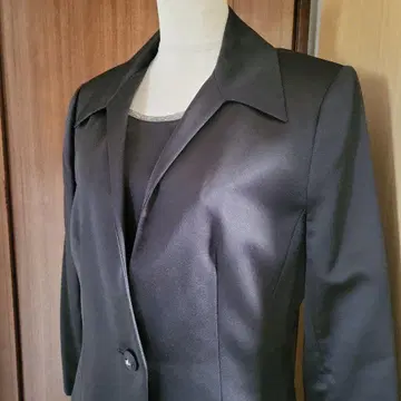 블랙 새틴 수트 싱글 버튼 15호 작음