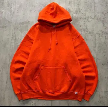 러셀 애슬레틱 무지 후드티 독특한 컬러 와이드 소매 XL 주황