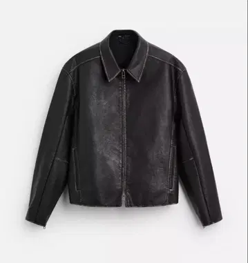 ZARA 그라데이션 페이크 가죽 자켓 블랙 천연 가죽 가죽 자켓
