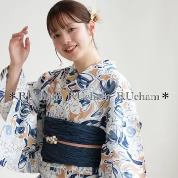 새상품 [프로스티 블루의 꽃] utatane 니코앤티크 유카타 단품