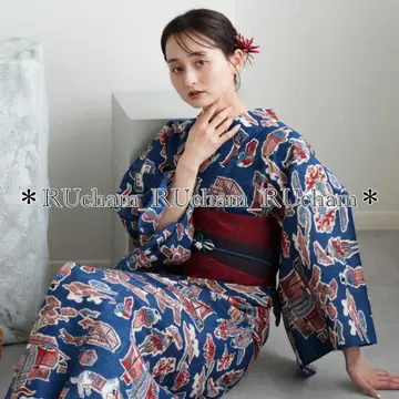 새상품 [ 남만 도래 x 네이비 ] utatane 니코앤티크 유카타 단품